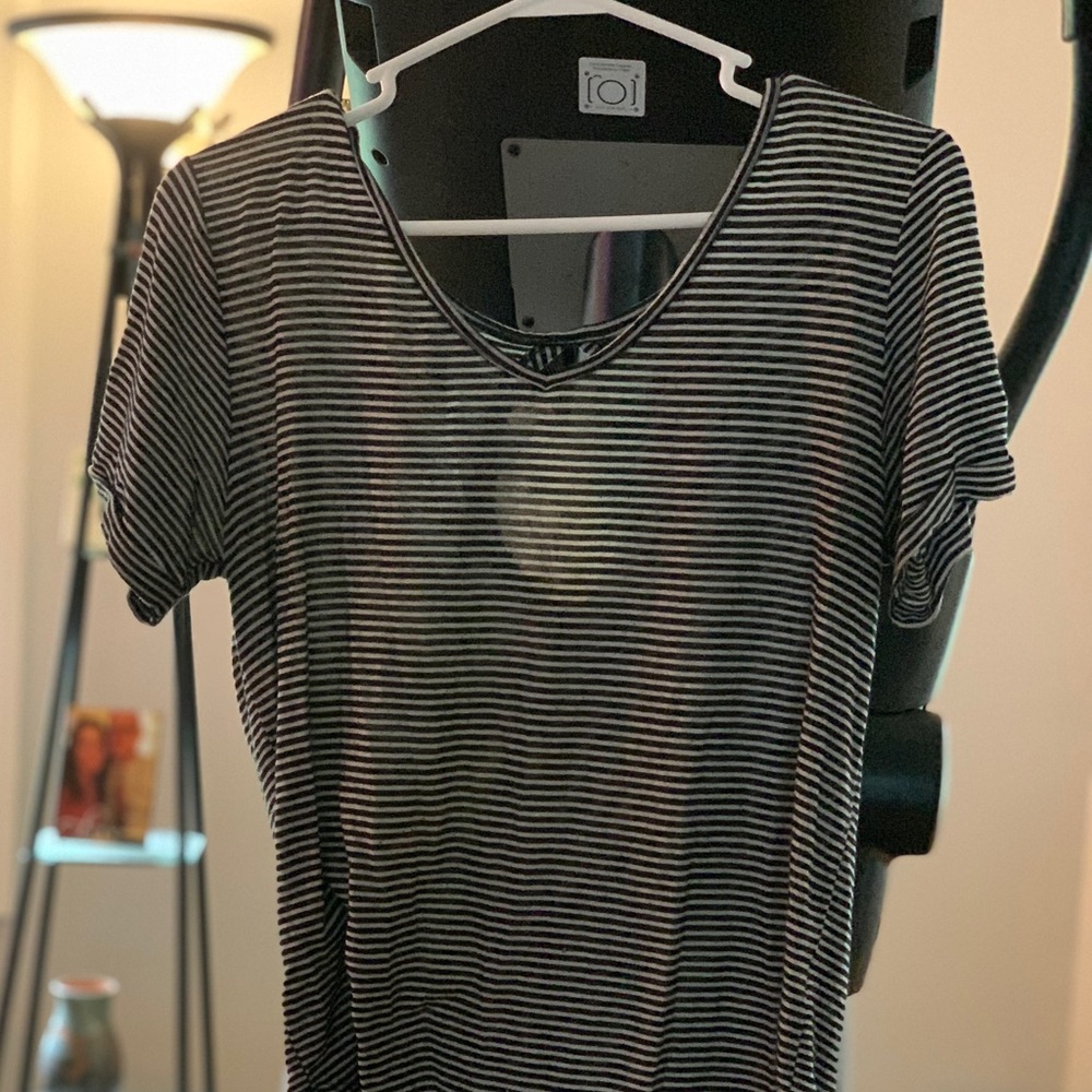 SO Black and White Striped Blouse